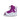 Outside lateral view of the 2026 Ronix August girl's boot highlighting the open-toe design and vibrant purple and white graphics.