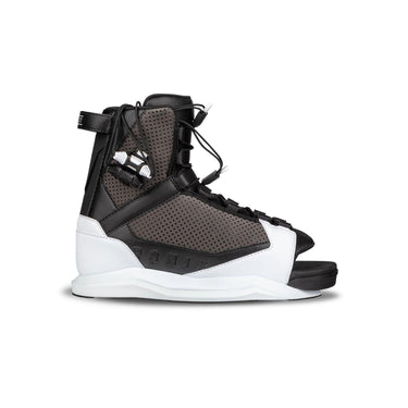 Inside medial view of the Ronix District boot showing the reinforced ankle support and integrated J-bars.