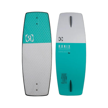 Side-by-side view showing the plush EVA foam top deck and tracking base of the 43 inch Ronix Electric Collective wakeskate.