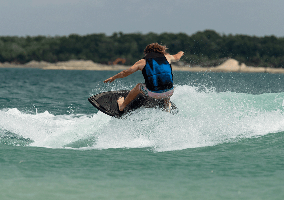 2024 Ronix Carbon Skimmer Wakesurf Board - Wakesports Unlimited | Parks Action Shot