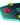 Close-up of the youth-sized thruster fin setup with two neon yellow side fins and one neon red center fin.