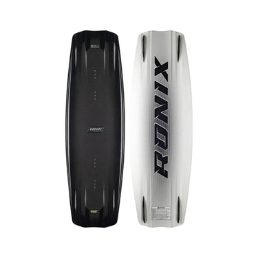 Top and bottom view of the 2026 Ronix One Legacy Core Wakeboard in Stealth Black and White.