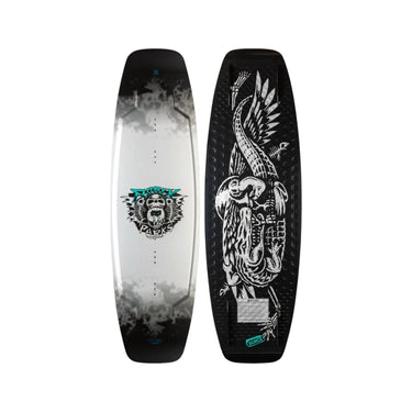 Top and bottom view of the 2026 Ronix Parks Modello Core Wakeboard in White and Black.
