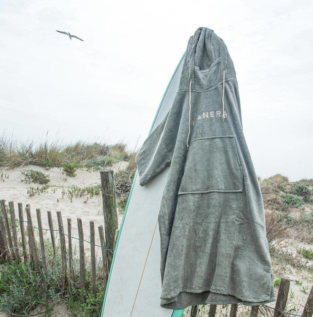 2024 Manera Bamboo Poncho Seagreen Changing Towel - Wakesports Unlimited | Action Shot