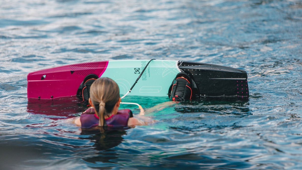 A beginner rider using the Ball Method to get up on a 2026 Ronix Krush wakeboard.