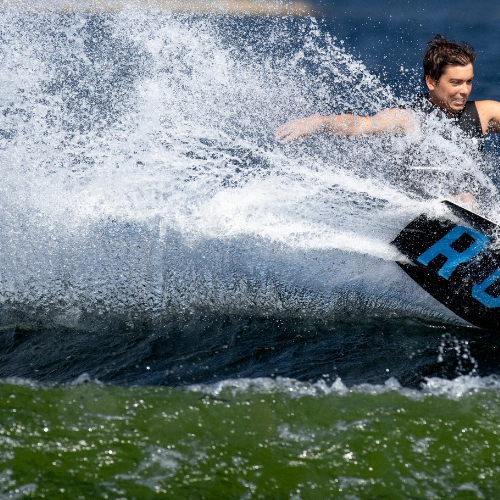Man riding a Liquid Force Wakeboard
