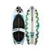 Top and bottom view of the 2026 Phase 5 Ahi Wakesurf Board in signature John Akerman Blue and Carbon graphics.
