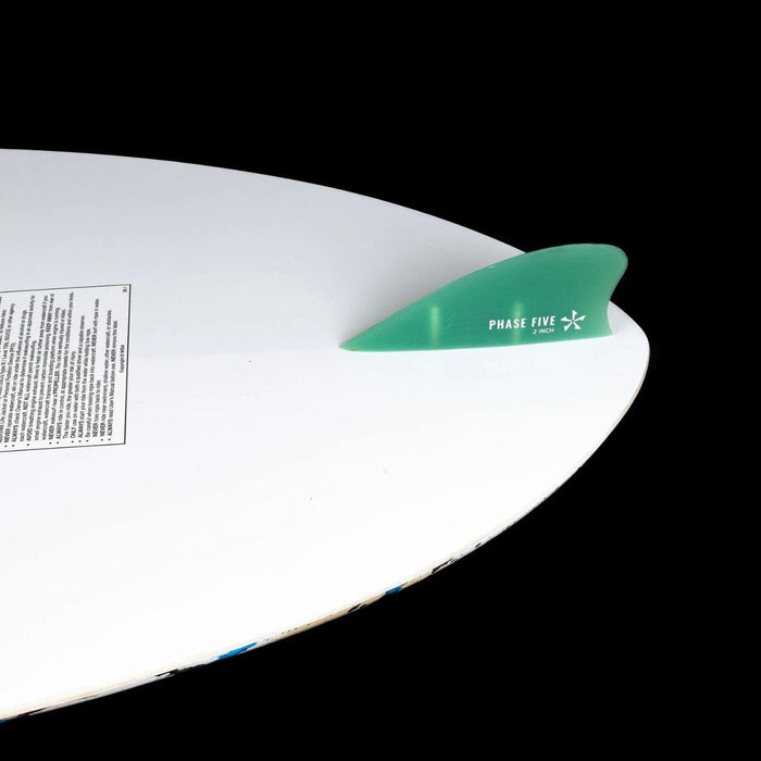 Close-up of the single 2-inch performance skim fin on the bottom of the Phase 5 Shrimp.