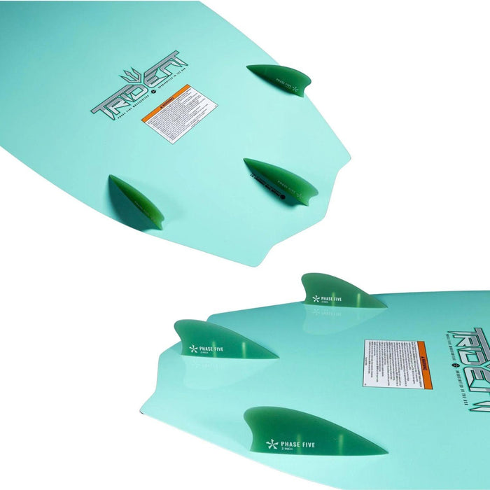 Detailed view of the three-fin thruster configuration and bat-tail design on the Phase 5 Trident.