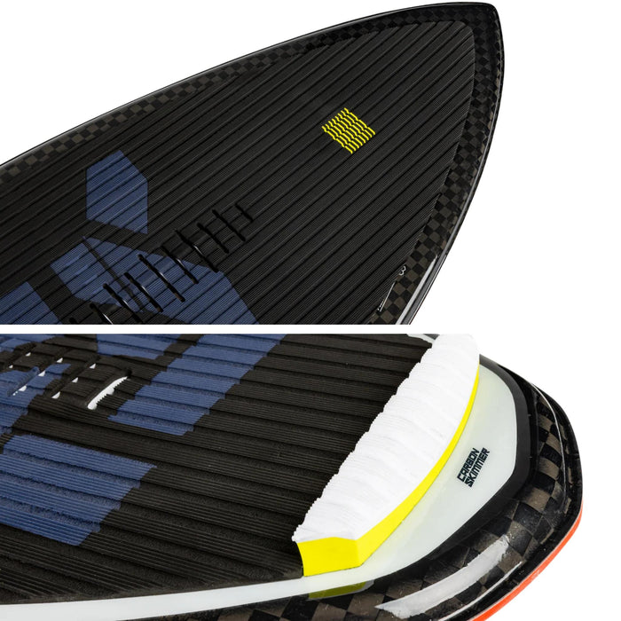 Detailed view of the front and rear EVA traction pads on the 2026 Ronix Carbon Air Core 4.