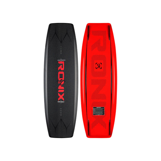Top and bottom view of the 2026 Ronix District Modello Core Wakeboard in Red and Black.
