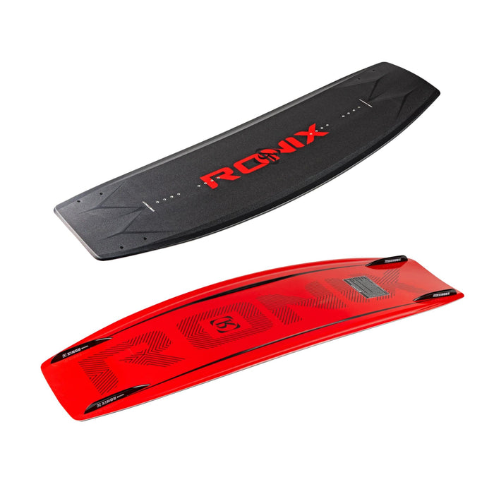 Horizontal view of the 2026 Ronix District showing the unique hybrid rocker line and thin profile.