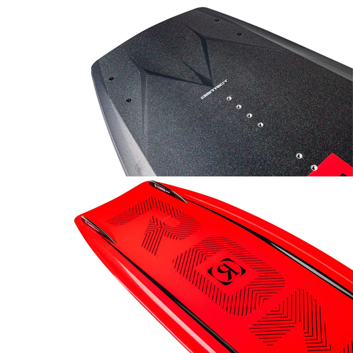 Detailed view of the 2026 Ronix District nose showing the integrated channels and fin configuration.