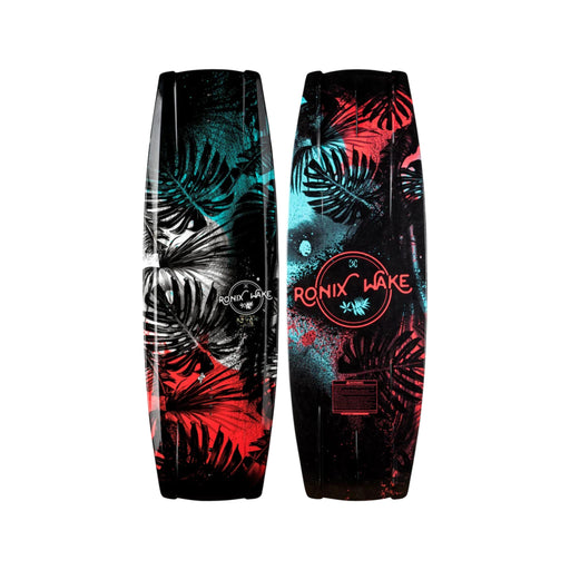 Top and bottom view of the 2026 Ronix Girl's Krush 125cm Wakeboard in Pink, Black and Sage Green.