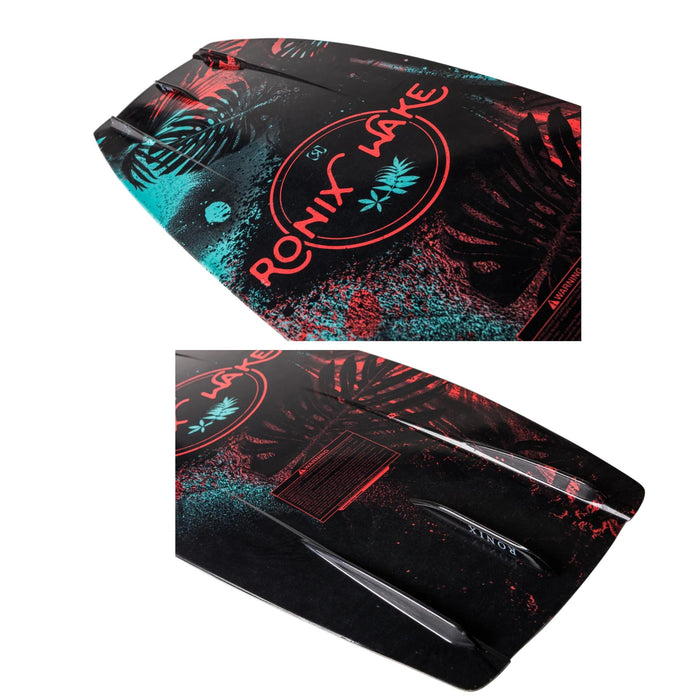 Detailed view of the 2026 Ronix Krush bottom showing the large center fin and two molded-in side fins.