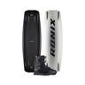 The 2026 Ronix One Legacy Wakeboard shown top and bottom with the Ronix One Gloss Midnight wakeboard boot featured in the bottom center.