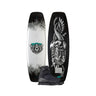 Side-by-side view of the 2026 Ronix Parks wakeboard with the Ronix Anthem BOA open-toe wakeboard boot featured in the bottom center.
