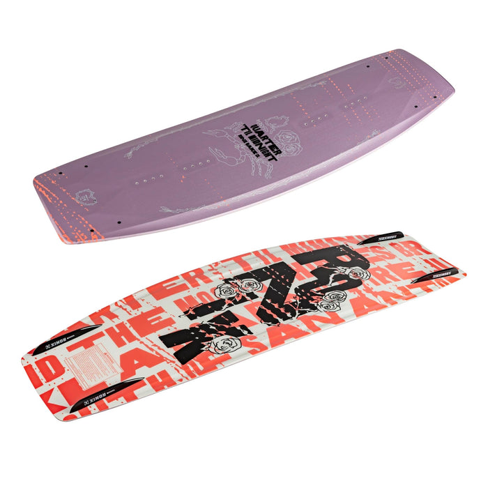 Horizontal view of the 2026 Ronix Quarter 'til Midnight showing the versatile hybrid rocker line.