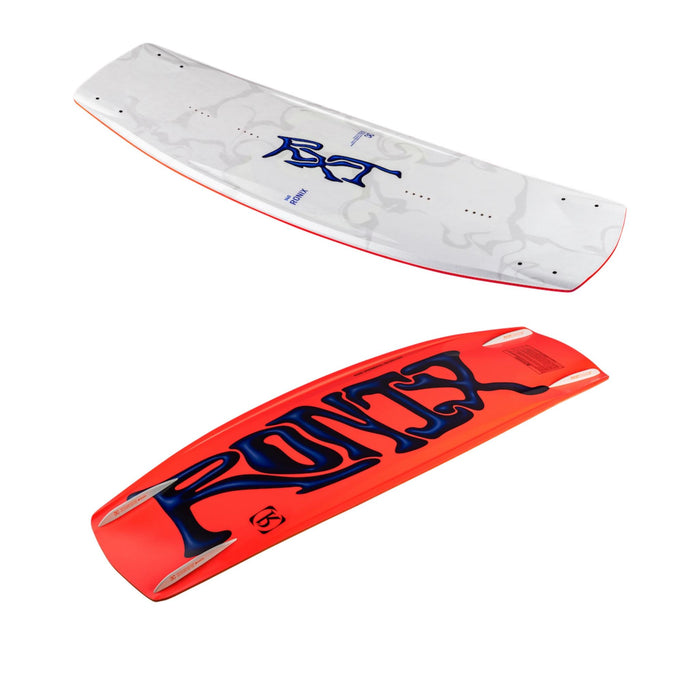 Horizontal view of the 2026 Ronix RXT showing the speed-oriented continuous rocker and ultra-thin profile.