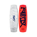 Top and bottom view of the 2026 Ronix RXT Blackout Technology Wakeboard in White and Orange with RXT Logo in Blue. 