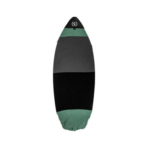 Front standing view of the 2026 Ronix Pointy Nose Surf Sock in signature Black, Green, and Grey knit.