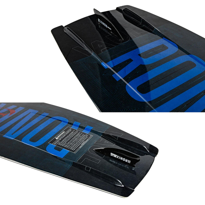 Detailed view of the 2026 Ronix Vault tip and tail featuring molded-in fins and the removable center fin.