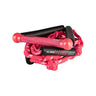 Angled studio view of the coiled 2026 Ronix Women's Bungee Stretch wakesurf rope and handle in vibrant pink.