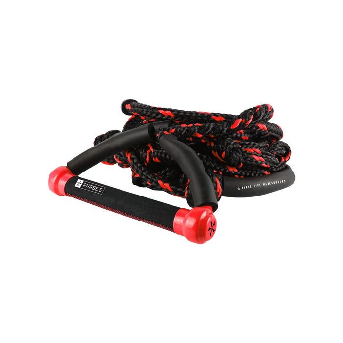 Red Phase 5 Pro Wakesurf Tow Rope with suede handle - Wakesports Wakesurf Ropes.