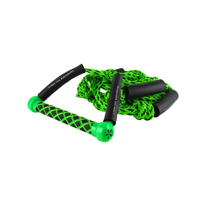 Lime Green Phase 5 Standard Wakesurf Rope with high-visibility 25ft braided line at Wakesports.