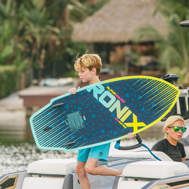 2026 Ronix Alpha Squad Sea Captain video featuring youth-specific performance specs and action clips.