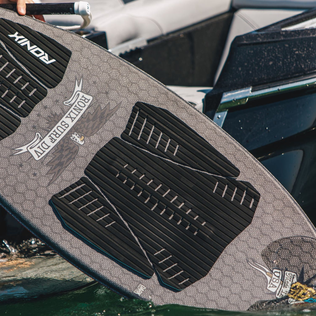 2026 Ronix M50 Dark Matter product video featuring Massi Piffaretti, technical specs, and quad fin performance.