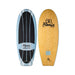 Top and bottom view of the 2026 Ronix Aloha Longboard Wakesurf Board featuring the wood grain base.