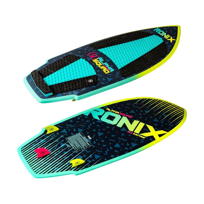 Horizontal view of the 2026 Ronix Alpha Squad Sea Captain showing the performance rocker and fin placement.