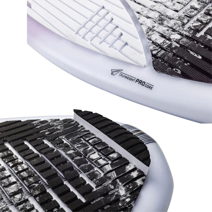 Detailed view of the rear traction pad and the sharp performance rail of the 2026 Ronix Aura.