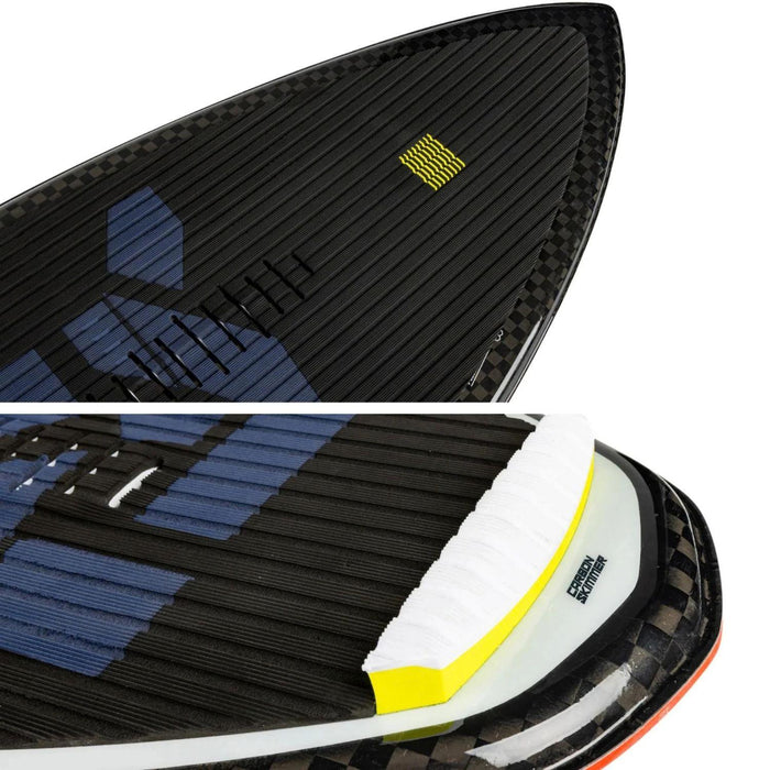 Detailed view of the front and rear EVA traction pads on the 2026 Ronix Carbon Air Core 4.