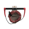 Straight-on product shot of the red Wakesports Combo 3.0 wakeboard rope and handle package made by Ronix neatly coiled.