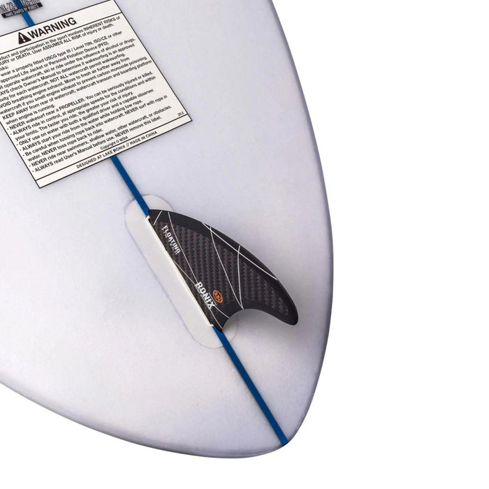 Close-up of the Ronix Fin-S tool-less single fin system on the Flyweight Skimmer.