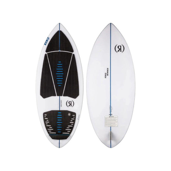 Top and bottom view of the 2026 Ronix Flyweight Skimmer in Black and White minimal graphics.