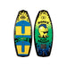 Top and bottom view of the 2026 Ronix Kid's Powertail Sonic Wakesurf Board in Blue, Yellow and Green.