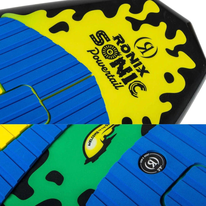 Detailed view of the front and rear EVA traction pads on the 2026 Ronix Kid's Powertail Sonic.