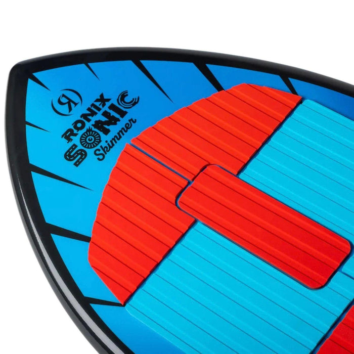 Detailed view of the EVA traction pad on the 2026 Ronix Kid's Sonic Skimmer."