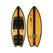 Top and bottom view of the 2026 Ronix Koal Classic Fish wakesurf board in Black and Wood Grain.