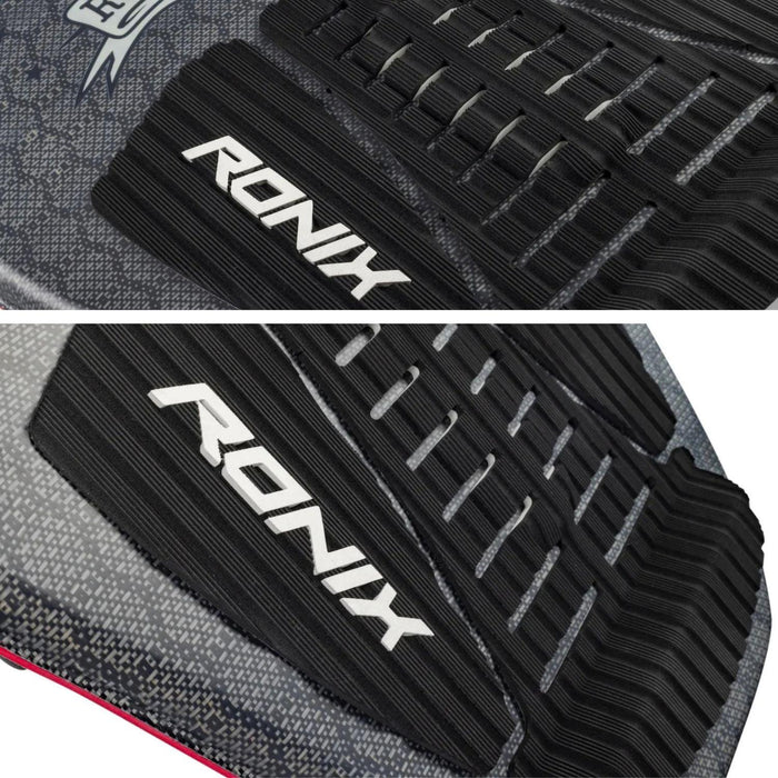 Detailed view of the rear EVA traction pad and kicktail on the 2026 Ronix M50 Dark Matter.