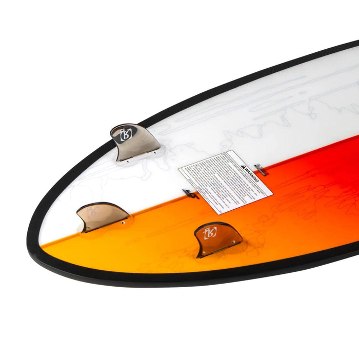 Close-up of the traditional thruster fin box setup on the 2026 Ronix Standard Core Skimmer.
