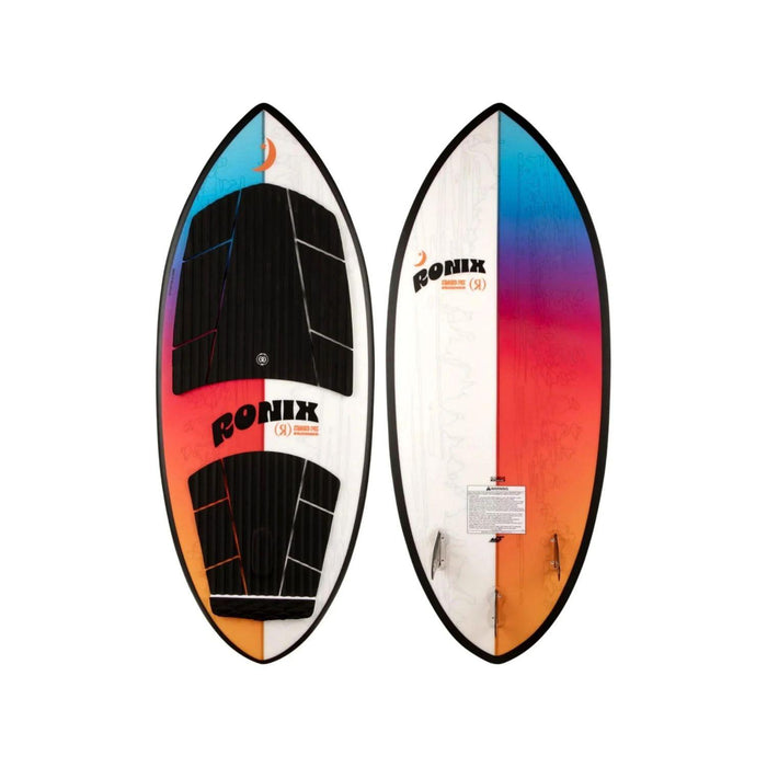 Top and bottom view of the 2026 Ronix Standard Core Skimmer in Blue, Red, Orange, White and Black.