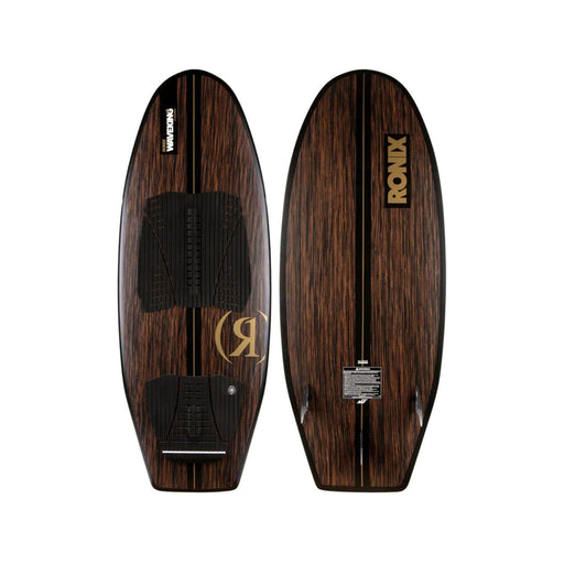 Top and bottom view of the 2026 Ronix Wave King XL Skimmer in Koal Classic wood grain and black.