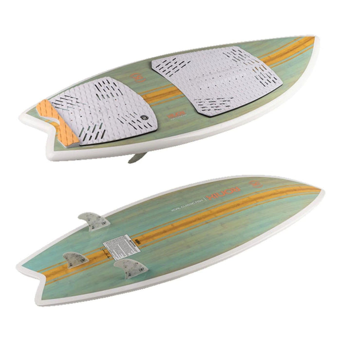 Side profile of the Women's Ronix Koal Classic Fish showing the swallow tail and mellow rocker line.